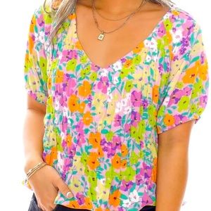 NWT V-neck smocked top